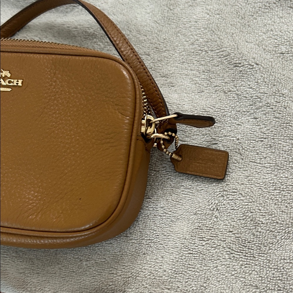 Coach Tan Pebbled Leather Crossbody Bag with Heart Charm - Picture 11 of 11